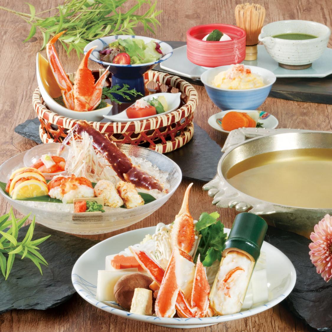 タラバかに彩り刺身と看板料理かにすきコース　石狩（いしかり）